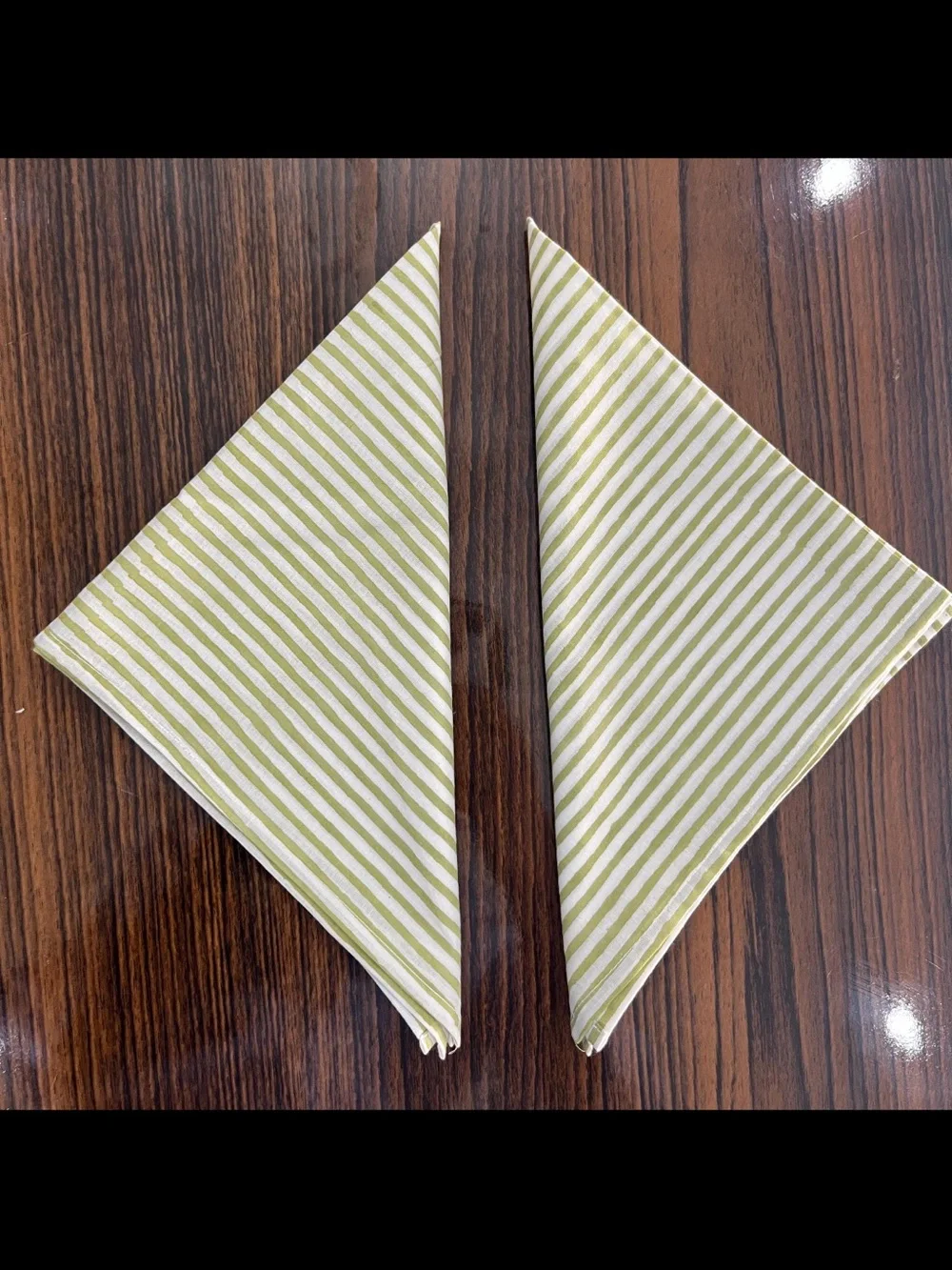 Sage Green Striped Cloth Napkins